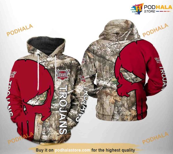 Troy Trojans Camo Veteran Hunting NCAA 3D Hoodie, Sweatshirt, Shirt