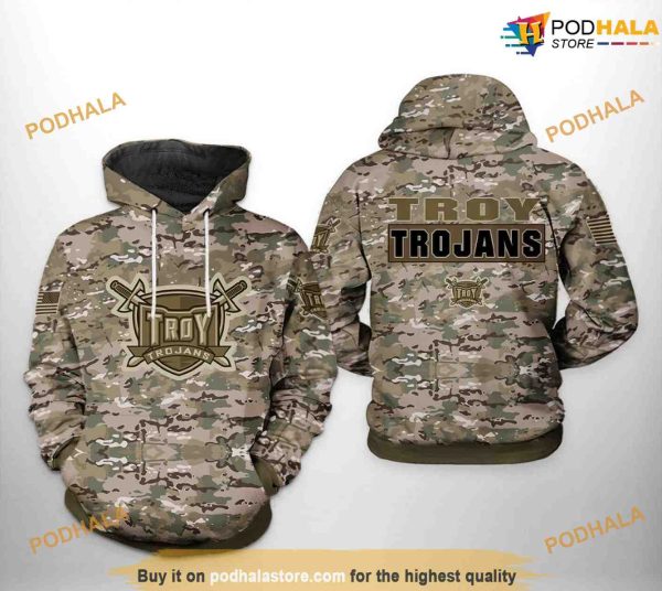 Troy Trojans Camo Veteran NCAA 3D Hoodie, Sweatshirt, Shirt