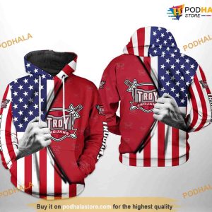 Troy Trojans US Flag NCAA 3D Hoodie, Sweatshirt, Shirt