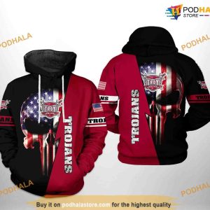 Troy Trojans US Flag Skull NCAA 3D Hoodie, Sweatshirt, Shirt