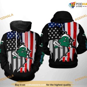 Tulane Green Wave US Flag NCAA 3D Hoodie, Sweatshirt, Shirt