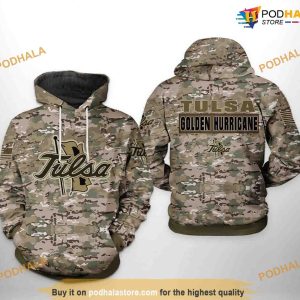Tulsa Golden Hurricane Camo Veteran NCAA 3D Hoodie, Sweatshirt, Shirt