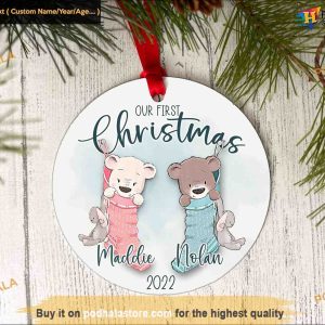 Twins' First Christmas Teddy Bear Ornament, Family Christmas Tree Ornaments