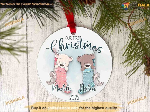 Twins’ First Christmas Teddy Bear Ornament, Family Christmas Tree Ornaments