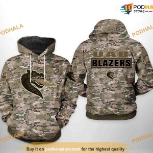 UAB Blazers Camo Veteran NCAA 3D Hoodie, Sweatshirt, Shirt
