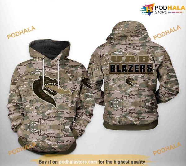 UAB Blazers Camo Veteran NCAA 3D Hoodie, Sweatshirt, Shirt