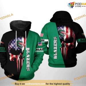 UAB Blazers US Flag Skull NCAA 3D Hoodie, Sweatshirt, Shirt