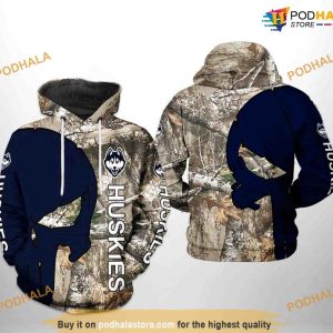 UConn Huskies Camo Veteran Hunting NCAA 3D Hoodie, Sweatshirt, Shirt
