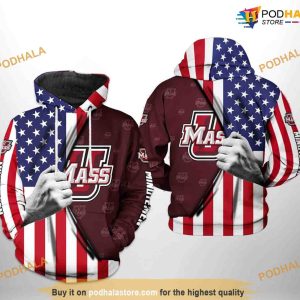 UMass Minutemen US Flag NCAA 3D Hoodie, Sweatshirt, Shirt