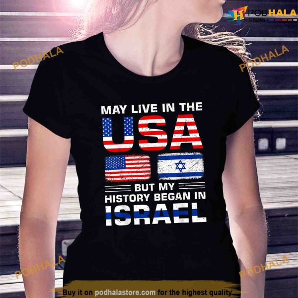 USA Flag Israel Flag Israel Roots Shirt