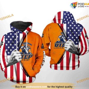 UTEP Miners US Flag NCAA 3D Hoodie, Sweatshirt, Shirt