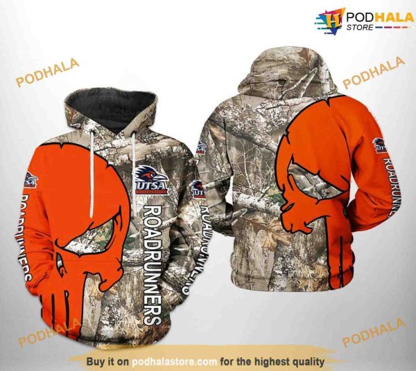 UTSA Roadrunners Camo Veteran Hunting NCAA 3D Hoodie, Sweatshirt, Shirt