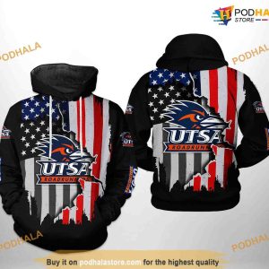UTSA Roadrunners US Flag NCAA 3D Hoodie, Sweatshirt, Shirt