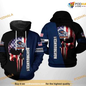 UTSA Roadrunners US Flag Skull NCAA 3D Hoodie, Sweatshirt, Shirt