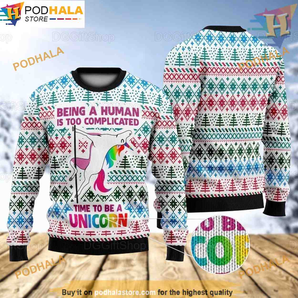 Ugly sweater unicorn hotsell