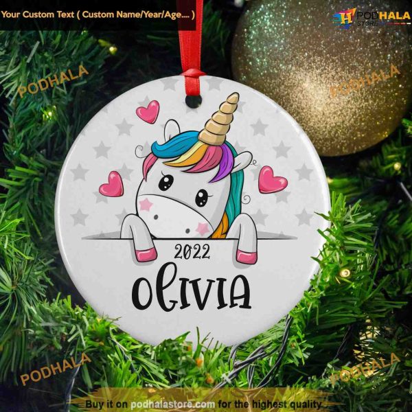 Unicorn Baby’s Debut Festive Ornament, Family Christmas Ornaments