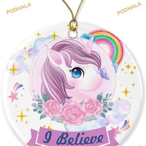 Unicorn Christmas Tree Ornament, I Believe Decorations