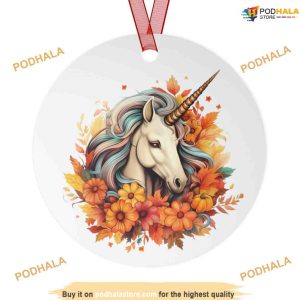 Unicorn Thanksgiving Metal Ornament, Funny Christmas Ornaments