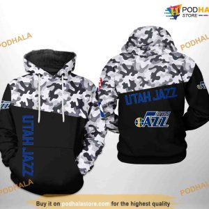 Utah Jazz NBA Camo Veteran Team NBA Hoodie 3D