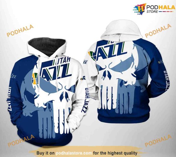 Utah Jazz NBA Team Skull NBA Hoodie 3D