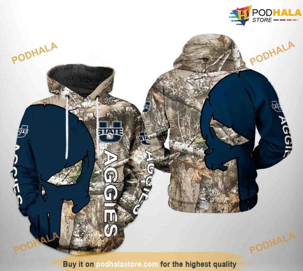 Utah State Aggies Camo Veteran Hunting NCAA 3D Hoodie, Sweatshirt, Shirt