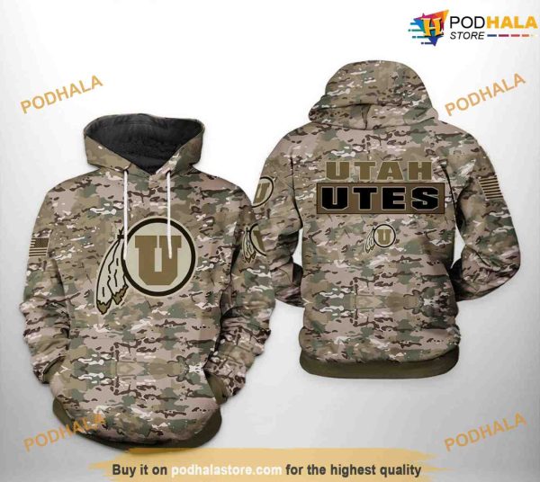 Utah Utes Camo Veteran NCAA 3D Hoodie, Sweatshirt, Shirt