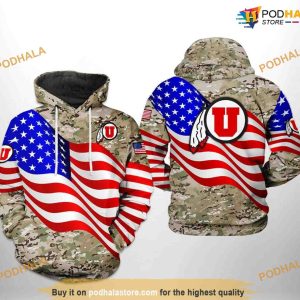 Utah Utes US Flag Camo Veteran NCAA 3D Hoodie, Sweatshirt, Shirt