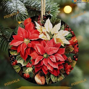 Victorian Poinsettia Christmas Ornament, Family Tree Decoration