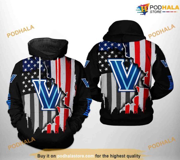 Villanova Wildcats US Flag NCAA 3D Hoodie, Sweatshirt, Shirt