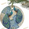 Vintage Peacock & Hydrangea Ornament, Friends Christmas Ornaments