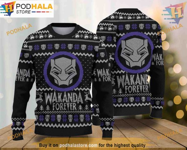 Wakanda Ugly Christmas Sweater, Black Panther Xmas