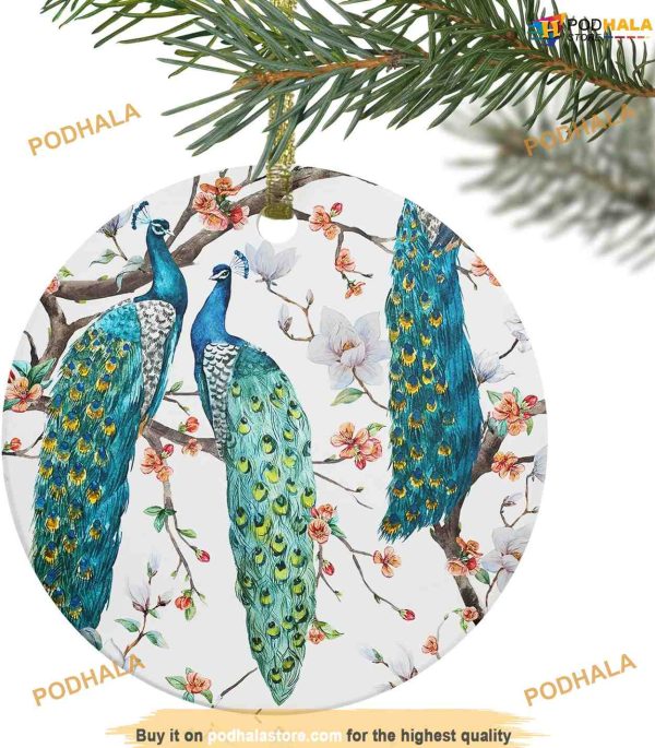 Watercolor Chic Peacock Ornament, Funny Christmas Ornaments