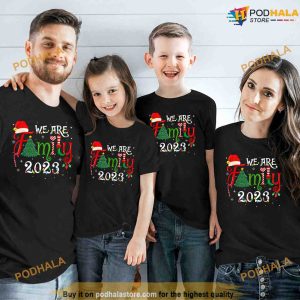 We Are Family 2023 Christmas Tree Santa Pjs Group Matching Shirt