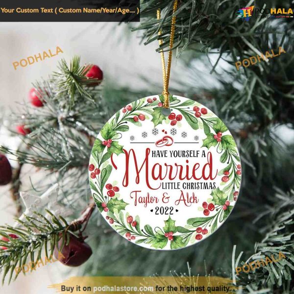Wedding Couple Christmas Ornament, Personalized Ornament Gift