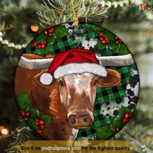Western Cow Christmas Ornament, Personalized Family Christmas Ornaments