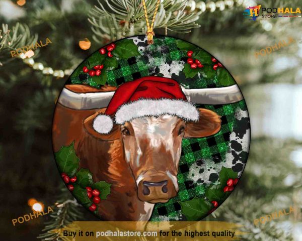 Western Cow Christmas Ornament, Personalized Family Christmas Ornaments