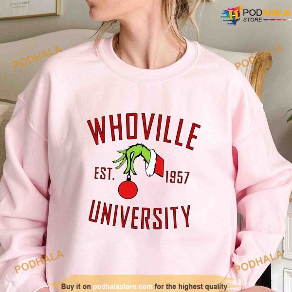 Whoville University Sweatshirt, Grinch Christmas Hoodie, Grinch Gift Ideas