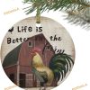 Wooden Barn & Chicken Ornament, Family Christmas Tree Ornaments