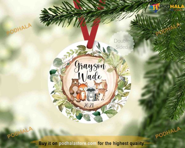 Woodland Baby’s 1st Christmas Ornament, Family Christmas Tree Ornaments