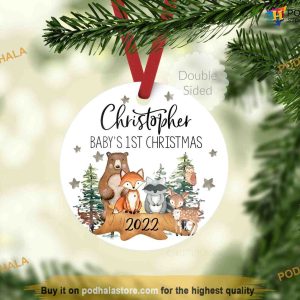Woodland Baby's 1st Christmas Ornament, Personalized Family Ornaments