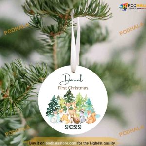 Woodland Baby's 2023 First Christmas Ornament, Personalized Family Ornaments