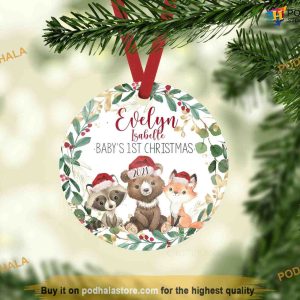 Woodland Baby's First Christmas Ornament, Personalized Family Ornaments