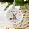 Woodland Rabbit 1st Christmas Ornament Bauble, Tree Decoration Ornament