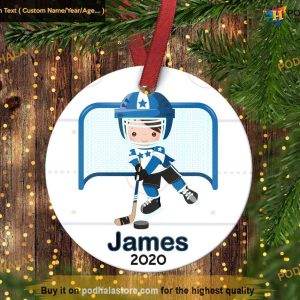 Youngster's Hockey Celebration Ornament, Personalized Family Ornaments