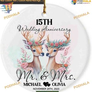 15 Years Married Personalized Mr. & Mrs. Christmas Ornament for Couples