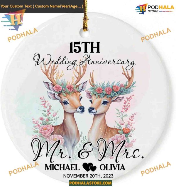 15 Years Married Personalized Mr. & Mrs. Christmas Ornament for Couples