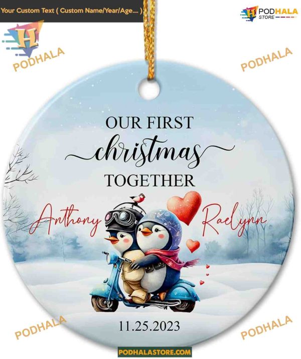 1st Xmas Penguin Together Custom 2023 Ornament, Best Family Christmas Gifts