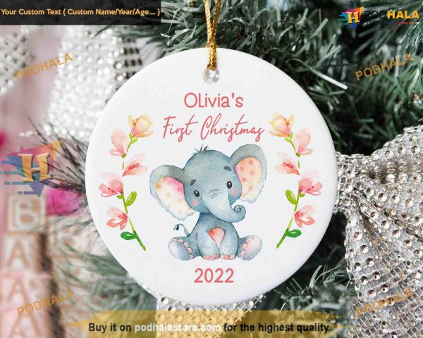 2023 Baby Girl First Christmas, Customized Ceramic Keepsake Ornament