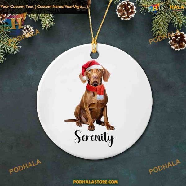 2023 Custom Vizsla Dog Ceramic Christmas Ornament, Personalized for Dog Lovers
