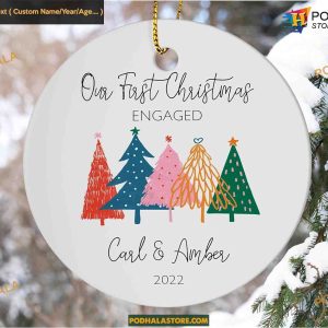 2023 Engagement Christmas Ornament, Ceramic Keepsake Memorial Decor Gift